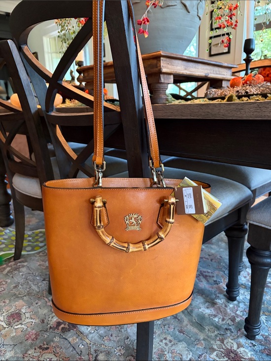 Pratesi Handbags - Pratesi Firenze Italian Leather Tote with Bamboo Accent Handles NWT